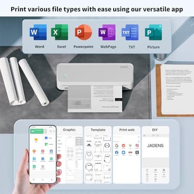 JADENS Portable Printers Wireless for Travel, Thermal Inkless Printer, Support 8.5" X 11" Thermal Paper, Compatible with iOS, Android & Laptop - Image 3