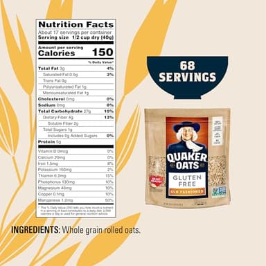 Quaker Gluten Free Old Fashioned Rolled Oats, Non GMO Project Verified, 24oz Resealable Bags (Pack of 4) - Image 2
