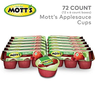 Mott's No Sugar Added Cherry Applesauce, 3.9 Oz Cups, 72 Count (12 Packs Of 6), Good Source Of Vitamin C, No Artificial Flavors - Image 2