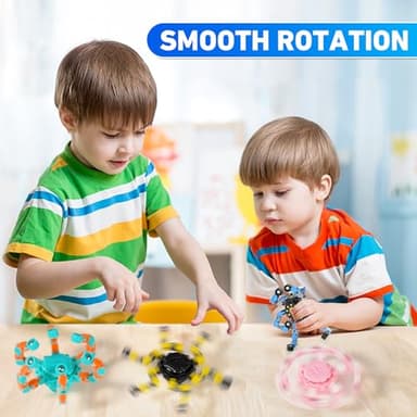 Transformable Fidget Spinners,9PCS Funny Sensory Fidget Toys Adults Deformable Chain DIY Robot Spinner,Fingertip Stress Relief Gyro Toy for Kids, Kids Classroom Prizes - Image 6