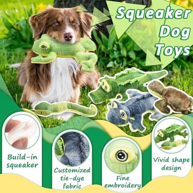 LECHONG Stuffed Animal Dog Toys, 5 Pack Tough Squeaky Dog Toys, Plush Toys Assortment, Great Value Pet Toys Bundle, Woodland Series Chew Toys for Large Medium and Small Dogs Puppy Pet Toys - Image 2