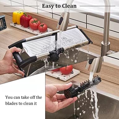 VEKAYA Mandoline Slicer, Mandoline Slicer for Kitchen, Adjustable Mandolin, Stainless Steel Mandoline, Vegetable Slicer, Potato, Onion, Cucumber, Tomato, Veggie Slicer with Cut-Resistant Gloves - Image 6