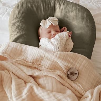 guruixu Muslin Baby Lounger Cover 2 Pack, 100% Cotton Infant Lounger Cover, Soft & Breathable Replacement Slipcover, Compatible with Snuggle Me Newborn Lounger (Dark Olive,Cream) - Image 7