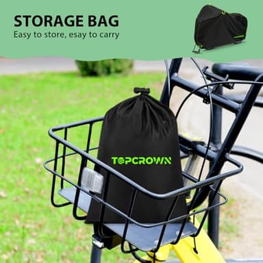 Topcrown Bike Cover Waterproof Outdoor Storage for 1/2/3 Bikes, Bicycle Cover Rain Sun UV Dust Wind Proof with Storage Bag for Mountain Road Bike/Ebike (210D Black+Green, XL Size for 1 bike) - Image 7