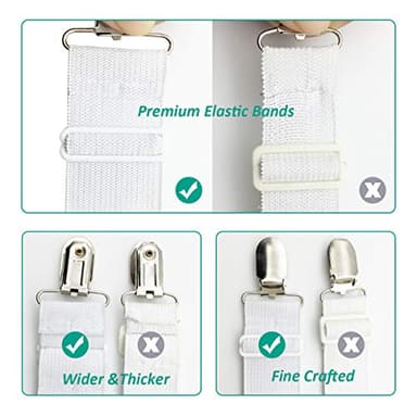 Bed Sheet Fasteners, Adjustable Mattress Suspenders, Mattress Cover Straps, Bed Corner Holder and Keepers and the Bed Sheet Grippers Clips (Triangle White Set of 4) - Image 6