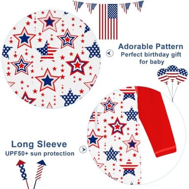 Funnycokid Baby Boy Swimsuit 4th of July Toddler Bathing Suit Patriotic Rash Guard One Piece Swimwear UPF 50+ Sunsuits 6-12 Months,04 - Image 4