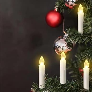 10PCS LED Flameless Taper Candles Flickering with Remote Timer, Battery Operated Waterproof Christmas Tree Candles, Warm White Window Lights Clips, Perfect for Christmas, Home Decoration - Image 6