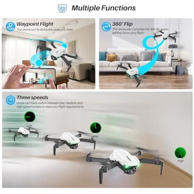 SIMREX Drone With Camera 1080P for Kids And Adults, RC Quadcopter with Altitude Hold, Mini Drone With One Key Start, Waypoint Fly, Headless Mode, 3D Flip, 3 Speeds, Remote Control Drone for Beginners - Image 9