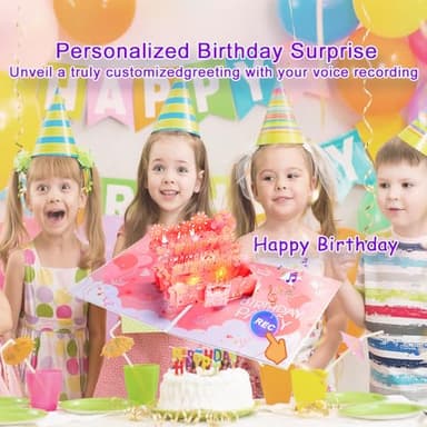 ACENZ Birthday Cards with Recording Function Fireworks 3D Pop Up Blowable LED Candle Birthday Cake Light and Music Happy Birthday Greeting Cards Gift for Women Mom Sisters Grandma Kids Wife - Image 2