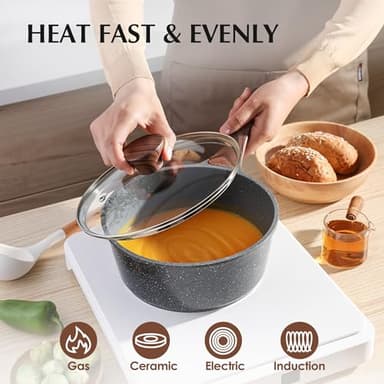 SENSARTE Nonstick Cookware Set 13-Piece, Non Stick Pots and Pans Set with Swiss Granite Coating, Healthy Kitchen Cooking Set, Stay-Cool Handles, PFOA Free - Image 5