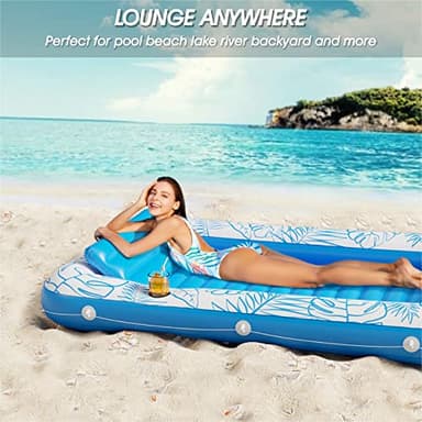 Inflatable Tanning Pool Lounger Float - Jasonwell 4 in 1 Sun Tan Tub Sunbathing Pool Lounge Raft Floatie Toys Water Filled Tanning Bed Mat Pad for Adult Blow Up Kiddie Pool Kids Ball Pit Pool (L) - Image 5