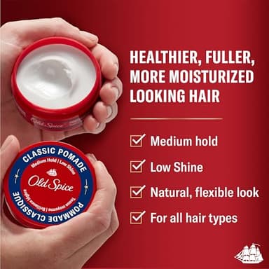 Old Spice Classic Pomade for Men, Medium Hold, Low Shine, Men's Hair Styling, 2.22 Oz Each, Twin Pack - Image 2