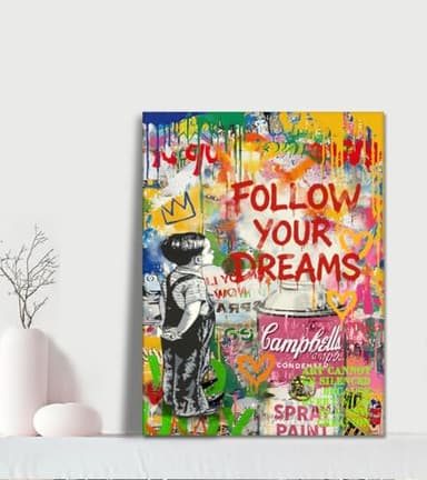 Novatique Graffiti Wall Art Banksy Canvas Wall Art Street Art Canvas Print Modern Pop Art Wall Decor Graffiti Poster Artwork for Living Room Bedroom, 12 x 16inch - Image 4