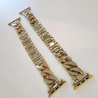 DSAAplus Compatible With Apple Watch Band 38mm 40mm 41mm 42mm 44mm 45mm 49mm,Metal Alloy Stainless Steel Links Chain Style Replacement iWatch Series 9 Ultra 8 7 6 5 4 3 2 1 SE2 SE Strap Wristband~ - Image 4