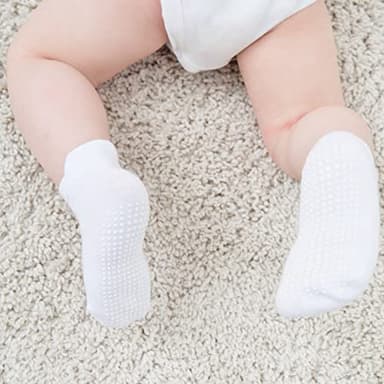 ZAPLES Baby Non Slip Grip Ankle Socks with Non Skid Soles for Infants Toddlers Kids Boys Girls, White, 12-36 Months - Image 7