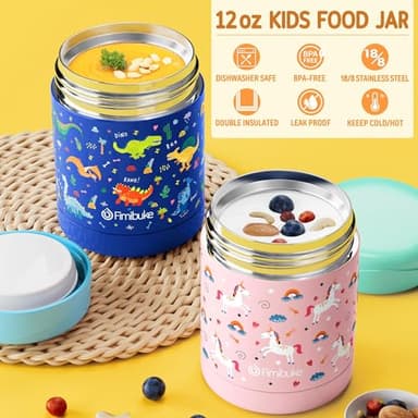 Fimibuke Kids Bento Snack Lunch Box with 4 Compartment, Insulated lunch Bag, Stainless Steel Vacuum Thermos Food Jar, Ice Pack, Utensils Set, Birthday Gift for Age 3-12 Back to School Toddler Girl Boy - Image 7