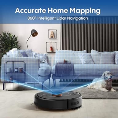 eitton Robot Vacuum and Mop with Mapping, 5000Pa Robotic Vacuums with LiDAR Navigation,No-Go Zones,Wi-Fi/App/Alexa Control, Self-Recharging Vacuum Robot for Pet Hair,Hard Floor,Carpet - Image 2