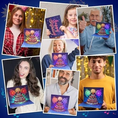INPHER Birthday Cards Fireworks Pop Up Cake Light and Music Happy Birthday Gifts Decorations for Women, Men, Mom, Grandma - Image 5