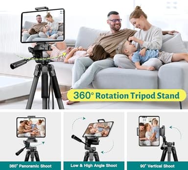 JOILCAN Phone Tripod, 67" Camera Tripod Stand for iPhone iPad, Professional Aluminum Travel Tripods with Wireless Remote and Carry Bag for Cellphone Photo Video Recording Vlog - Image 3