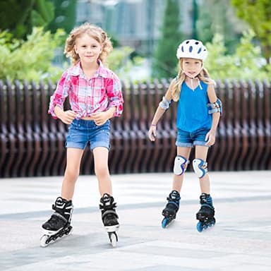 Inline Skates for Boys, Outdoor Adjustable Roller Skates for Kids Youth Beginners with Full Illuminating Safe Durable Blue Size 1 2 3 4 - Image 7