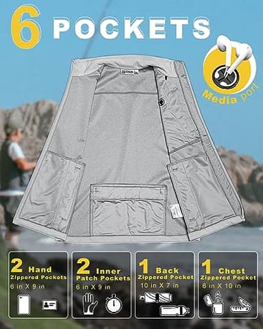 33,000ft Men's Windproof Lightweight Golf Vest Outerwear with Pockets, Softshell Sleeveless Jacket for Running Hiking Sports - Image 2