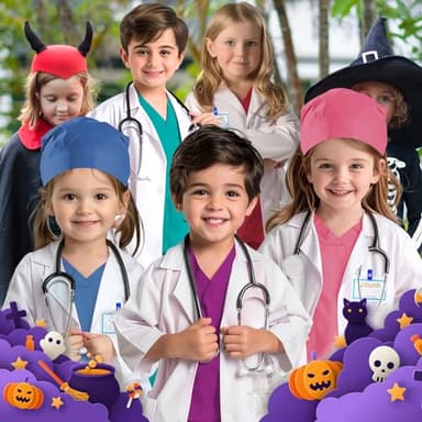 COTATERO Doctor Scrubs Costume for Kids With Stethoscope Lab Coat Career Day Costume Doctor Dress Up For Boys Girls 3-12 - Image 5