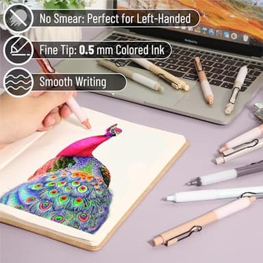 Mr. Pen- Retractable Gel Pens with Case, 12 Pack, Colorful Ink, 12 Refills, Gel Pens Fine Point 0.5mm, Retractable Pens - Image 4
