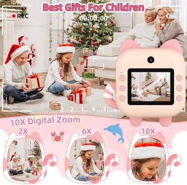 Kids Camera,Instant Print Camera for Kids,Christmas Birthday Gifts for Girls Age 3-12,HD Digital Video Cameras for Toddler,Portable Toy for 3 4 5 6 7 8 9 Year Old Girls with 32GB SD Card-Pink - Image 6