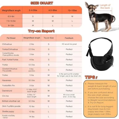 YUDODO Pet Sling Carrier for Small Dogs & Cats – Hands-Free Puppy Carrier with Safety Hook, Large Zipper Pocket, Soft Breathable Mesh, Adjustable Strap & Reflective Strip (Black 2.0 S) - Image 3