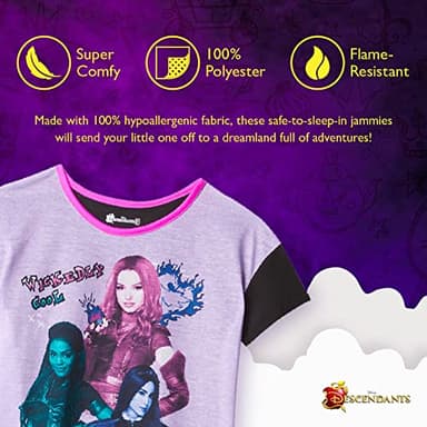 Disney Girls' Descendants 2-Piece Loose-Fit Pajamas Set, WICKEDLY COOL 2, 8 - Image 3