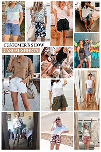 Cute Shorts for Women Classic Solid Color Elastic Drawstring Waist Pocketed Shorts Olive Green L - Image 3