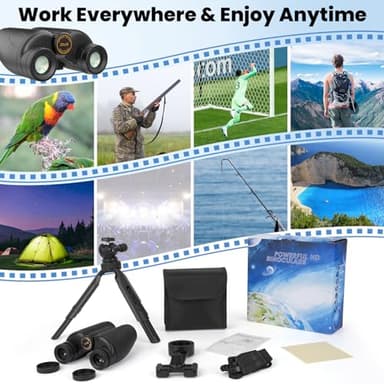 25x30 Professional Large Eyepiece Binoculars for Adults - Complete Kit with Phone Adapter, Tripod Adapter, Waterproof and Compact for Outdoor Adventures - Image 4