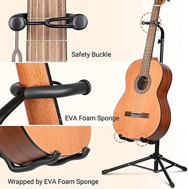 CAHAYA Universal Floor Guitar Stand - Folding Stands with Neck Holder for Acoustic, Electric, Classical & Bass Guitars - 2Pack CY0287 - Image 6