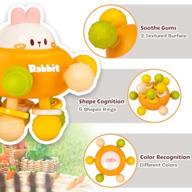 Baby Teething Toys, Baby Teethers Montessori Sensory Toys for 0-6-12 Months, Gifts for 1 Year Old Boys Girls Infant Newborn 0 3 6 9 12 18 Months Toys - Image 3