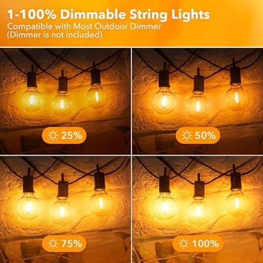 Brightown Outdoor String Lights - 100 FT Patio Lights with 50 LED G40 Globe Plastic Bulbs, All Weatherproof Connectable Commercial Hanging Light for Outside Backyard Porch Cafe - Image 5