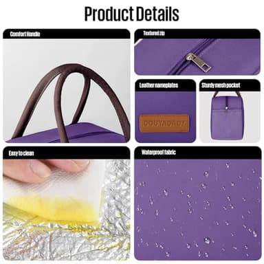 douyadady Lunch Bag Women/Men Lunch Box Women/Men (Dark purple) - Image 4