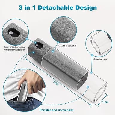 4 Pack Screen Cleaner 3-in-1 Touchscreen Mist Cleaner Spray and Microfiber Cloth Built-in Cleaning Solution Portable Reusable Fingerprint-Proof Spray Bottle for Phone Laptop iPad TV Monitor Car Screen - Image 2