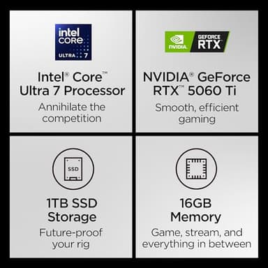 Lenovo Legion Tower 5i – AI-Powered Gaming PC - Intel® Core Ultra 7 265F Processor – NVIDIA® GeForce RTX™ 5060 Ti Graphics – 16 GB Memory – 1 TB Storage – 3 Months of PC GamePass - Image 3