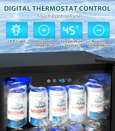 Electactic 50 Cans Beverage Refrigerator Cooler, 1.3 Cu.ft Mini Fridge Countertop Drink Cooler with Glass Door for Beer, Soda,Wine, Adjustable Digital Temperature Control for Home Dorm Bar, Black - Image 4