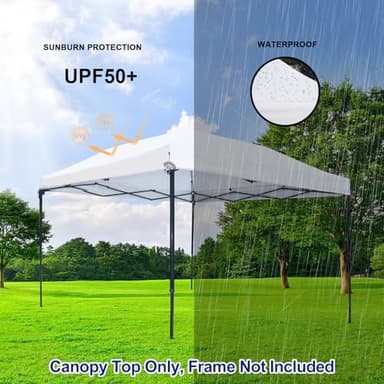 Joramoy 8×8 Canopy Replacement Top Only, Waterproof Pop Up Canopy Tent Cover with Windproof Ropes for Straight Leg Frame, Canopy Top Sunshade Sliver Coated for Outdoor Garden Patio Camping(White) - Image 3