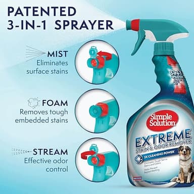 Simple Solution Extreme Pet Stain and Odor Eliminator Spray, Pee Stain Remover, Enzyme Cleaner, 3X Pro-Bacteria Cleaning Power, Dog Odor Remover, 32 oz and Gallon - Image 3