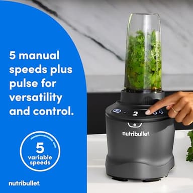 nutribullet® SmartSense Blender Combo, 1400W, 64oz Pitcher, 32oz & 24oz Cups, 5-Speed, Smoothies, Ice and Frozen Fruit, Nut Milk, Soup, Gunmetal Gray, NBF50700 - Image 5