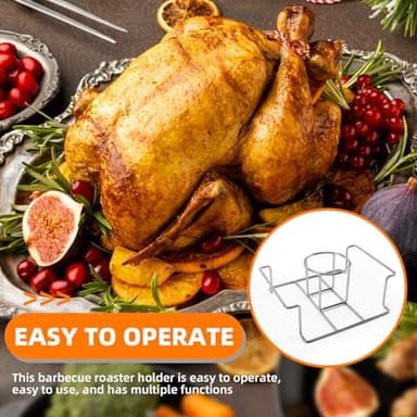 Luoieo Beer Can Chicken Holder Stand,6.5 x 3 inches Stainless Steel chicken roaster for Grilling Smoking Roasting,Vertical Design,Dishwasher Safe,Easy Clean(Square) - Image 3