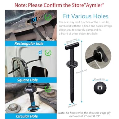 Upgrade Cable Tie Buckle Nylon Universal Heavy Duty Self Lock, Car Zipper Clip, Super Durable Button Zipper Retainer for Car Repair Office, Workshop and Shelves (50Pcs) - Image 2