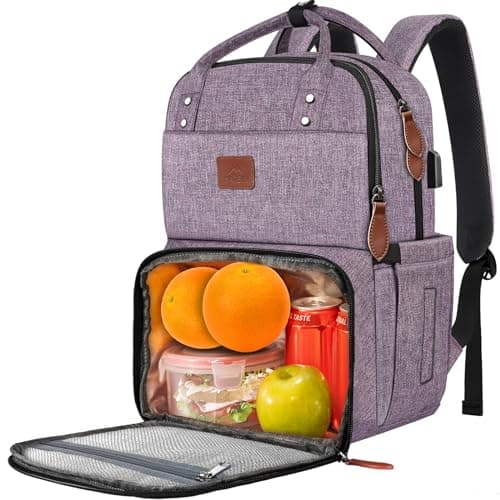 MATEIN Laptop Backpack with Lunch Box, Insulated Women Backpacks with Cooler Compartment, 15.6 inch Water Resistent Tote Food Bag with USB Charging Port for College Beach Camping Picnics Hiking - Image 1