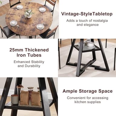Jocoevol Round Dining Table for 4,Kitchen Dining Room Circle Dinner Pedestal Table,Space Saving Wood Kitchen & Dining Room Furniture (Vintage, 42In) - Image 5