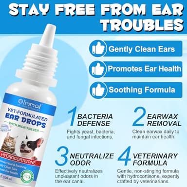 NenMaoKeNu Cat & Dog Ear Infection Treatment Drops, Ear Cleaner to Soothe and Relieve Itchness, with 1% Hydrocortisone for Dog Ear Infections, Prevents Inflammatio, Treats Ear Infections- 2.02 Fl.Oz - Image 3