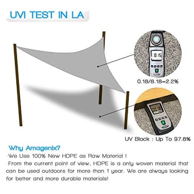 Amagenix Sun Shade Sail 12'X12'X17' Curved Edge Outdoor Shade Canopy Light Grey Breathable 95% UV Block Shade Cloth for Patio Garden Backyard (We Make Custom Size) - Image 8