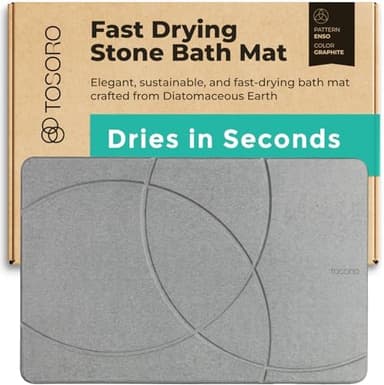 Stone Bath Mat, Diatomaceous Earth Non-Slip Stone Shower Mat - Quick Drying Absorbent Bath Mats for Bathroom - Elegant & Modern Design, Easy to Clean (23.5 x 15) - Graphite - Image 3