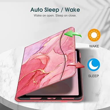 Fintie Case for iPad (A16) 11th Generation 11 Inch (2025), iPad 10th Generation 10.9 Inch (2022), Multi-Angle Viewing Protective Stand Cover with Pencil Holder & Pocket, Marble Pink - Image 3